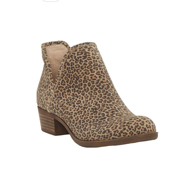 NEW Lucky Brand Baley 2 Eyelash Leopard Print Ankle Boots Leather Size 6.5 - Picture 1 of 9